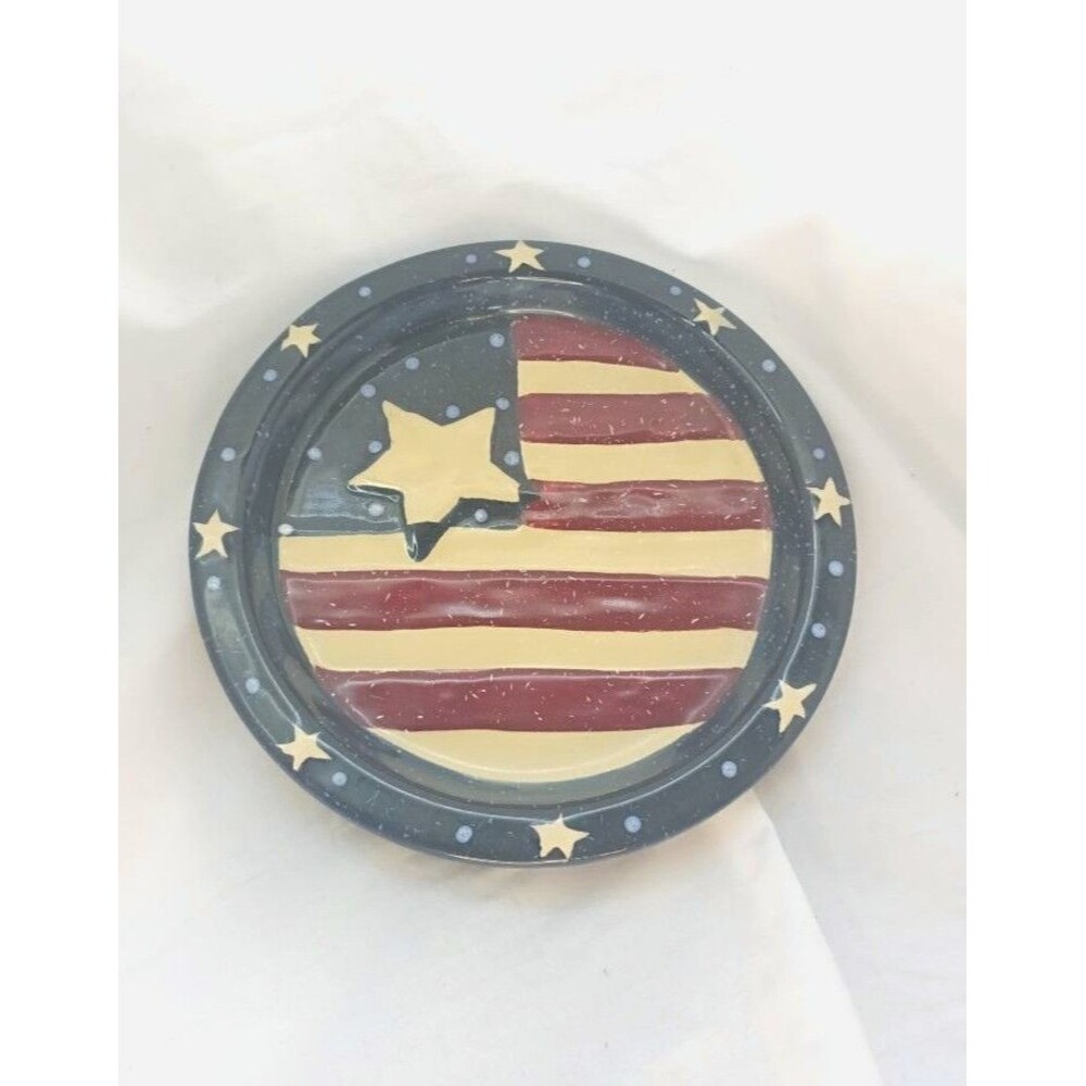 8" American Flag Patriotic Decorative Plate